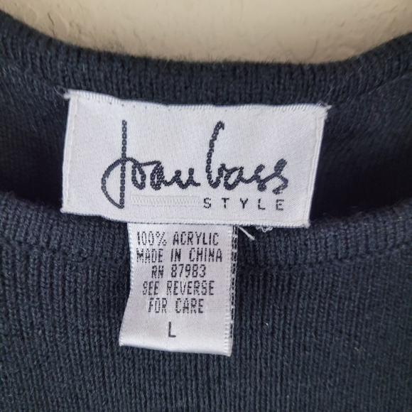 JOAN Vass Womens Sleeveless Sweater Dress Size Large Black Vintage Side Slit - Picture 2 of 10